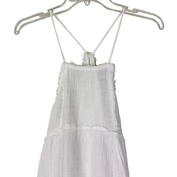 Zara TRF‎ Flowy Backless Frayed Off White Resortwear Bohochic Tank Top Medium - Picture 4 of 13